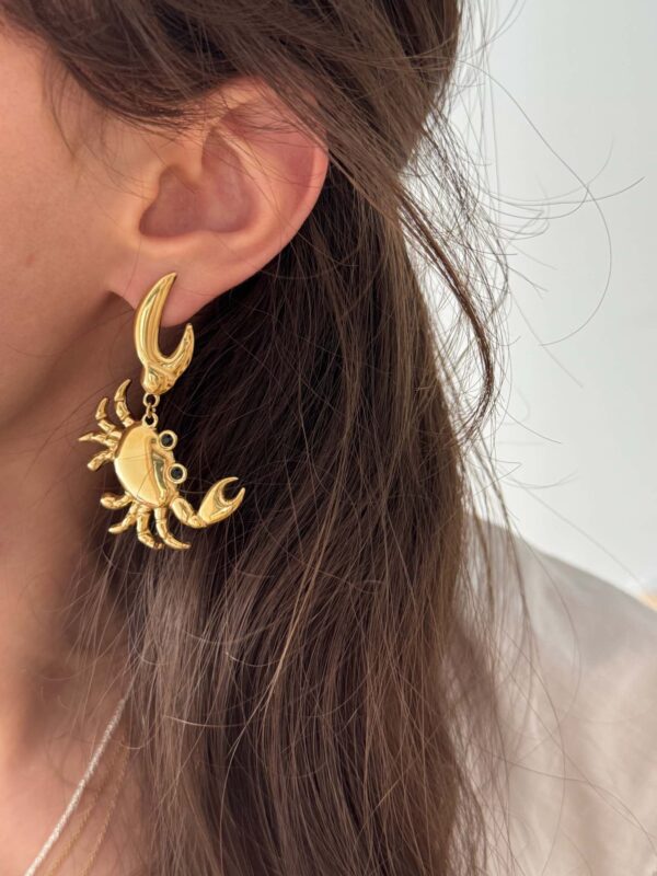 boucle-oreille-dore-crabe-acier-inoxydable