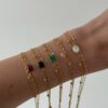 bracelet-chaine-fine-triple-pierre-dore-acier-inoxydable