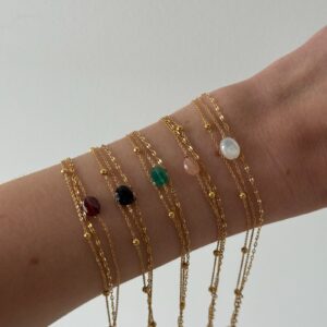 bracelet-chaine-fine-triple-pierre-dore-acier-inoxydable