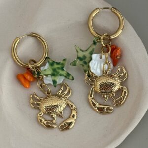 boucle-pendante-ocean-crabe-coquillage