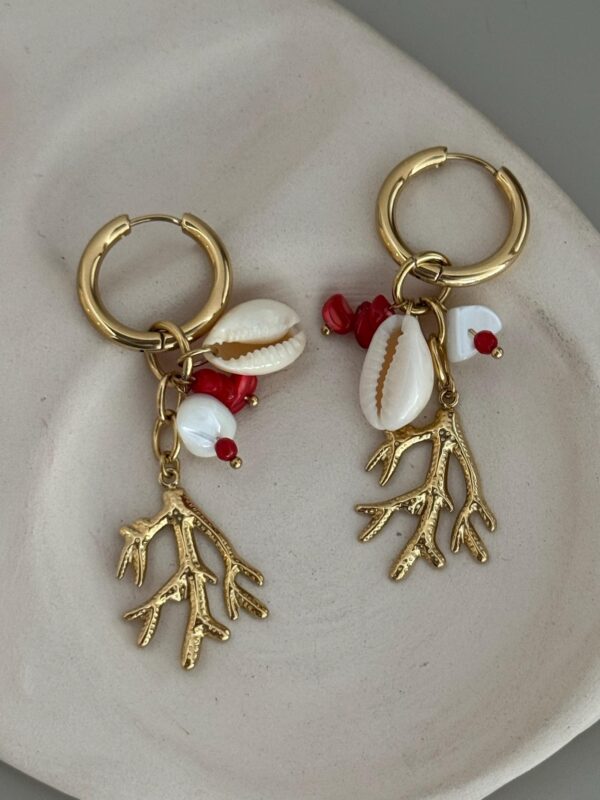 boucle-pendance-corail-coquillage-ocean