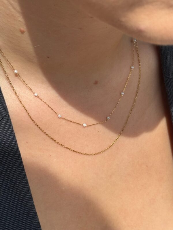 collier-double-fin-dore-perle-blanc-acier-inoxydable
