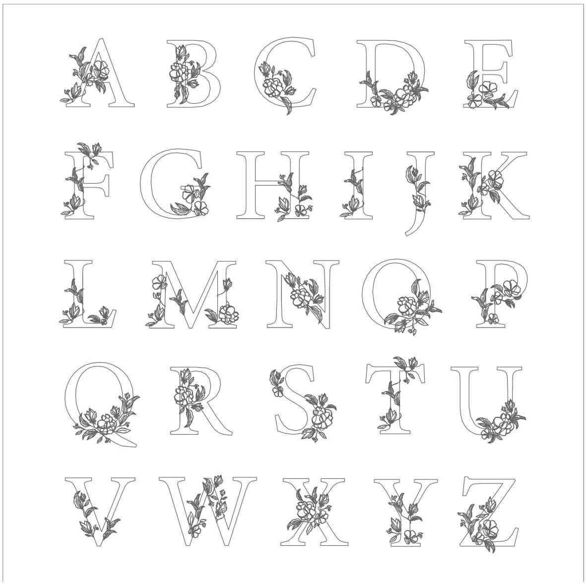 Alphabet lettres fleuries